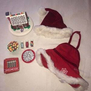 American girl Christmas apron gingerbread house